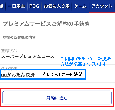 解約のしかたは 電話料金 カード支払い ヘルプ Netkeiba